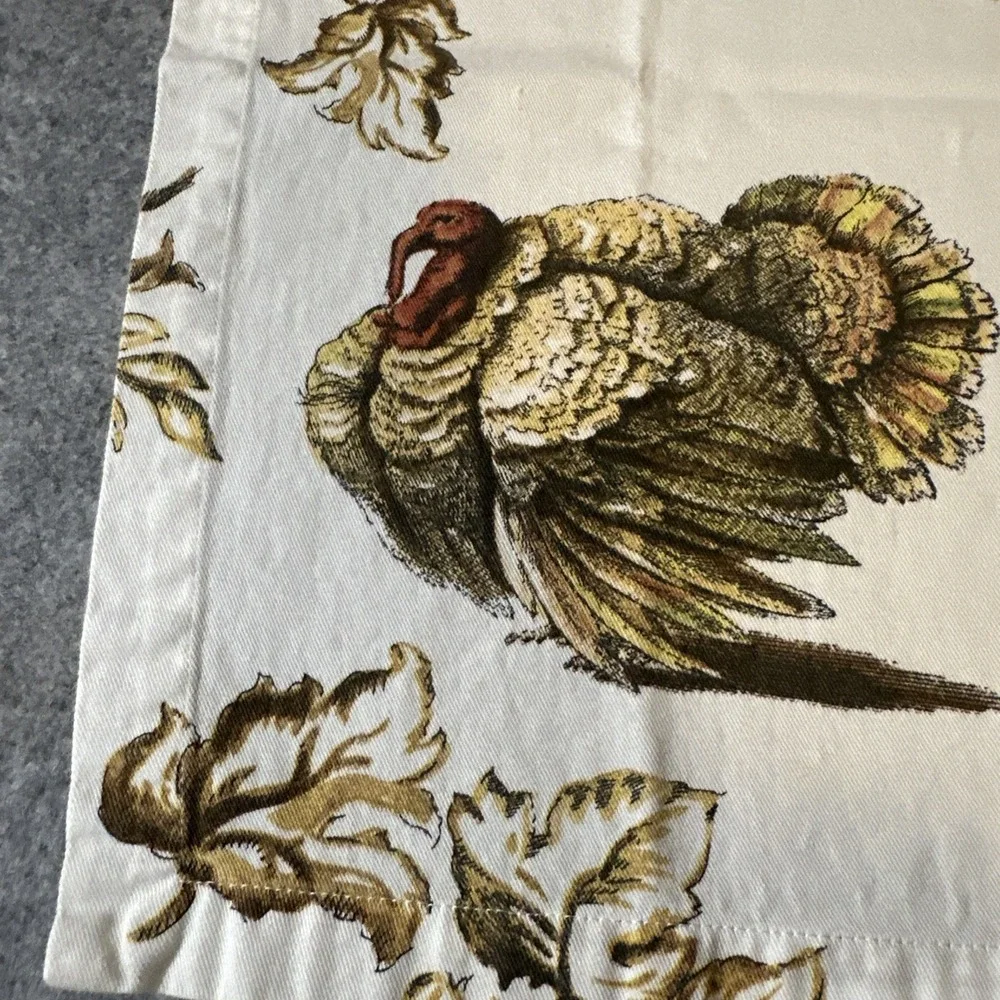 7 Williams Sonoma‎ Turkey Cloth Napkins Thanksgiving Fall Cotton